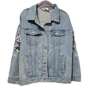 Sadie & Love Floral Embroidered Denim Jacket